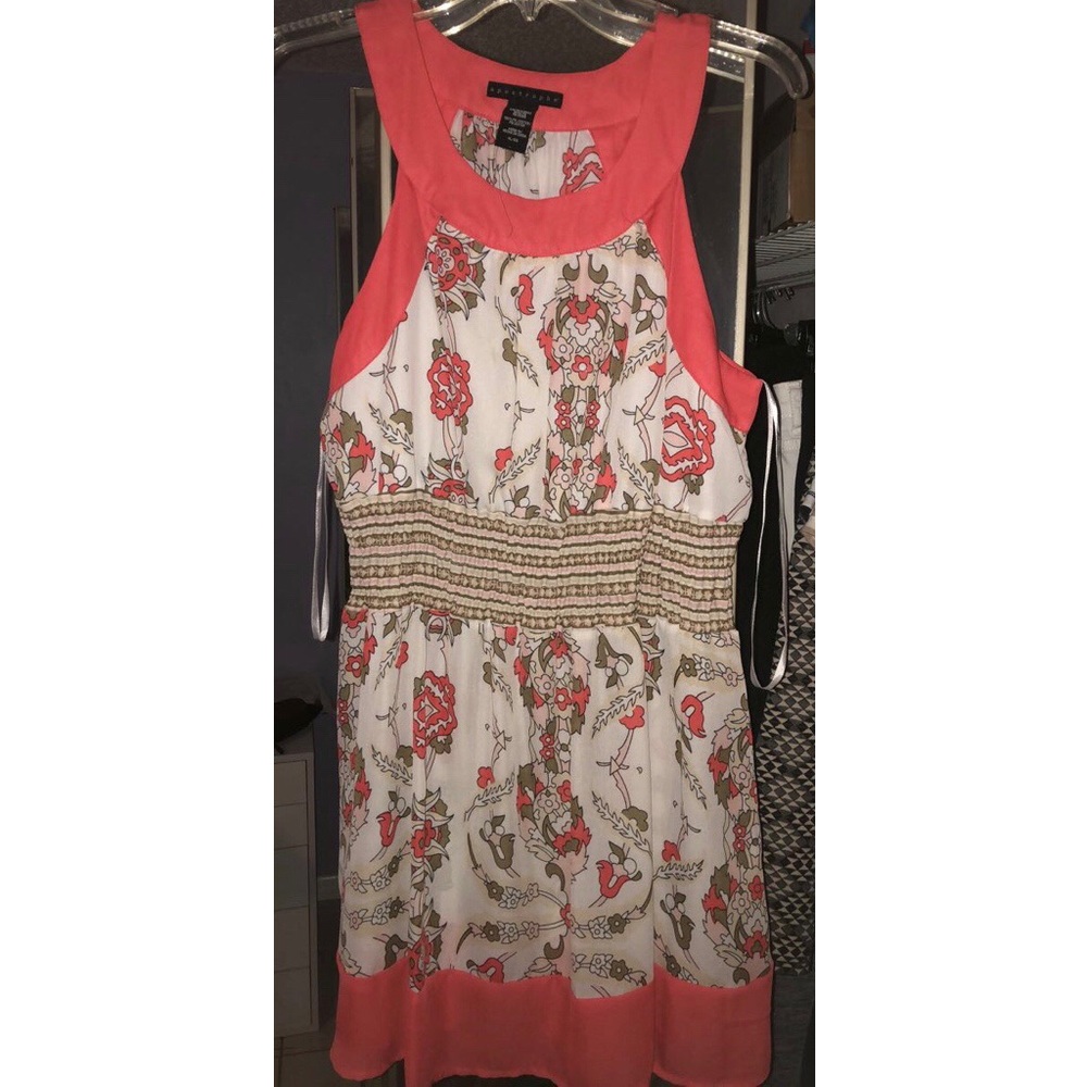Apostrophe Dress in Coral w/ Floral pattern